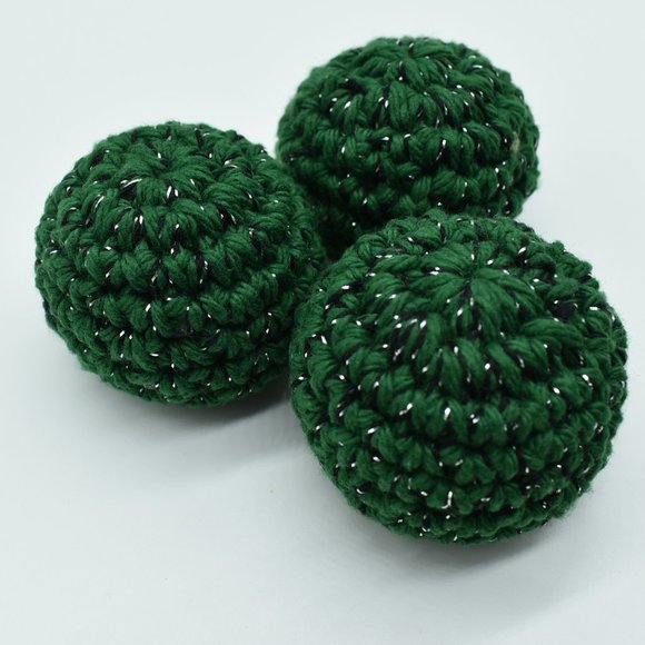 Handcrafted Crochet Catnip Sparkly green  cat toy balls Bundle of three - Picture 2 of 5